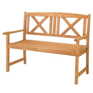 46"L Outdoor Solid Fir Wood Patio Garden Bench Park Porch Chair Seat Backyard - Picture 1 of 12