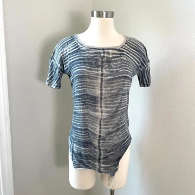 Raquel Allegra Basic 2 Medium Short Sleeve Stripe Knit T Shirt Crew Neck Top - Image 1 of 4