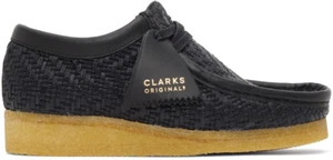 BNIB Clarks Originals Ladies WALLABEE Black Weave Shoes - Picture 1 of 5
