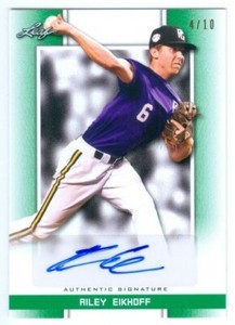 RILEY EIKHOFF "GREEN AUTOGRAPH /10" LEAF PERFECT GAME NATIONAL SHOWCASE 2019