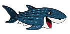 ab20★Wal Hai Fisch Blau Aufnäher aufbügeln Bügelbild Applikation 11,2 x 4,2 cm