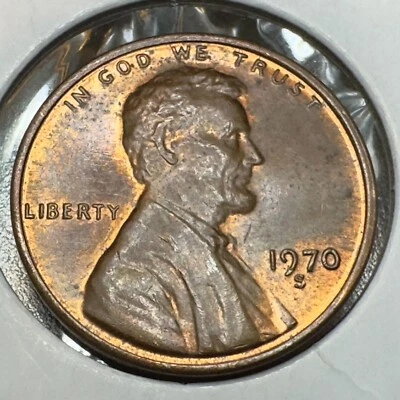 1970-S Lincoln Cent Erorrs Double Die Obv - Floating Roof - Die Chip - Image 1 of 4