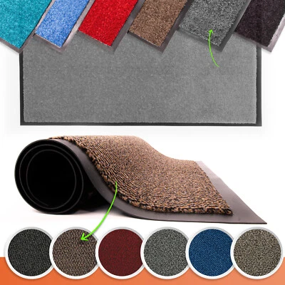 Large Heavy Duty Non Slip Barrier Rubber Back Door Mat Hallway Kitchen Floor Rug - Image 1 of 4