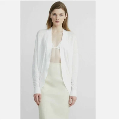 Cárdigan #2187 Theory Waterfall mezcla de lino en blanco pequeño Foto 1 de 4