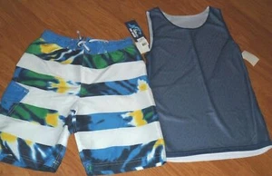 *PEAK SEASON BOY'S SWIMSUIT TRUNKS TANK TOP SIZE 8 - 14/16 BLUE GREEN NWT - Picture 1 of 3