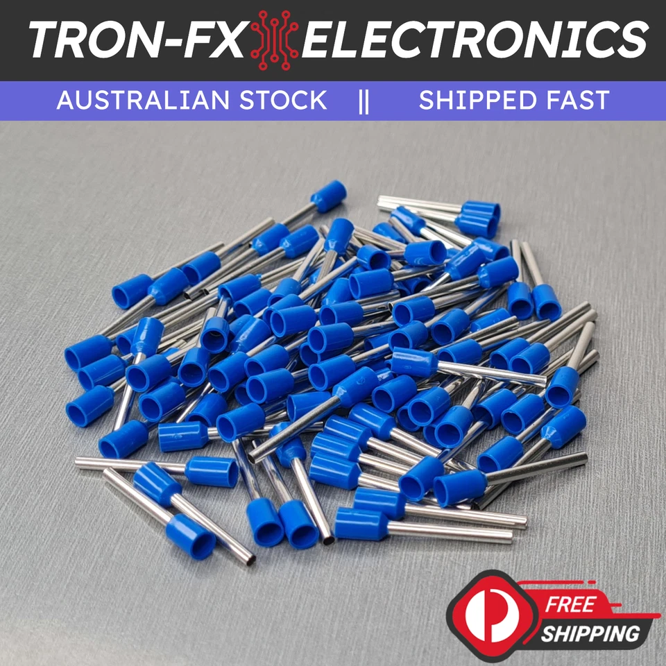 25-1000Pcs E1518 16AWG 1.5mm² BLUE Insulated Ferrule Bootlace Terminals Crimp - image 1 of 4