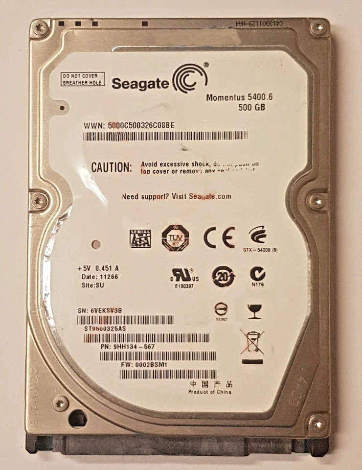 500 GB SATA Seagate Momentus 5400.6 ST9500325AS 8MB HDD 2.5" Internal Hard Drive - Image 1 of 1