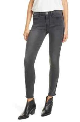 FRAME DENIM Le Skinny de Jeanne Velvet Tuxedo Stripe Jean Dartmouth 26 $245 A196 - Image 1 of 4