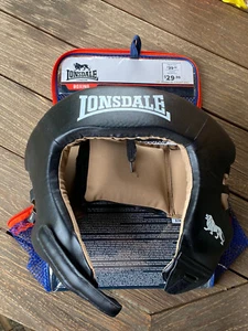 LONSDALE MENS CLUB SPARRING CHALLENGER OPEN FACE HEADGUARD BLACK SIZE XL - Picture 1 of 7