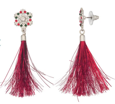 NEW Celebrate Together Christmas Red Tassel Earrings - Image 1 of 4