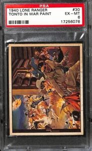 R83 Gum Inc, Lone Ranger, 1940, #30 Tonto In War Paint, PSA 6 EXCELENTE - Imagen 1 de 2