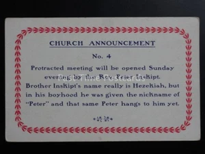 Verse & Poem: CHURCH ANNOUNCEMENT No.4 BROTHER INSKIPT REAL NAME HEZEKIAH Old PC - Picture 1 of 2