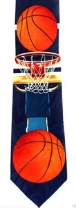 2 Point Shot Herrenkrawatte Basketballkorb Spieler Trainer Team Geschenk blau Krawatte - Bild 1 von 2