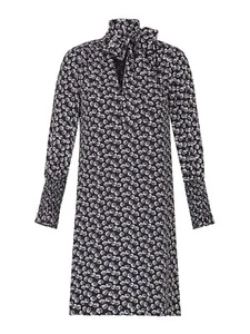 REBECCA TAYLOR Rue Silk Scarf Bow Tie Neck Dress Smocked Sleeve Saks 4 NWT $450 - Picture 1 of 15