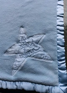 Sandra Magsamen Messages from the Heart "A Star is Born" BLUE Satin Baby Blanket - Picture 1 of 11
