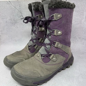 Merrell Damengröße 7 M Winter Schnee Stiefel lila silber Reißverschluss mittelhoch wasserdicht - Bild 1 von 12