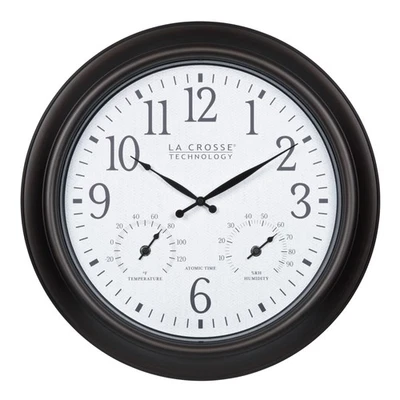 404-89027-INT 18-inch Indoor/Outdoor Brown Atomic Analog Wall Clock - Image 1 of 4