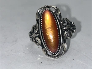 Anillo de plata de ley hecho a mano piedra naranja talla 7, 925 - Imagen 1 de 7