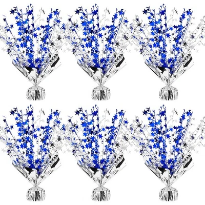 Paquete de 6 centros de mesa en aerosol de lámina metálica estrella decoración mesa ráfaga centavos... Foto 1 de 4