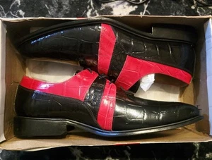 Liberty Zeno Mens Oxford Dress Shoes Size 12 Blk/Red Leather - Picture 1 of 9