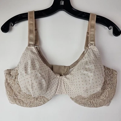 Olga Womens 38DD Beige Lace Minimizer Bra Underwire Style 35063 Polka Dot - Image 1 of 4