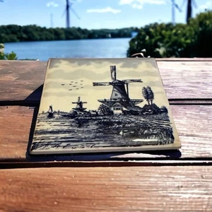 Delft Tile, Vintage Blue & White,Sailboat and Rowboat, Old Architectural Salvage - Picture 1 of 2