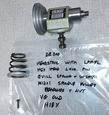 Cabezal de torno Emco Unimat DB200, husillo M12x1, resorte de pluma y pasador hexagonal H18Y Foto 1 de 4