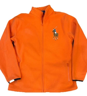 Polo Ralph Lauren Fleece Jacket Boys 20/ X-Large Full Zip Big Pony Orange Preppy - Image 1 of 4