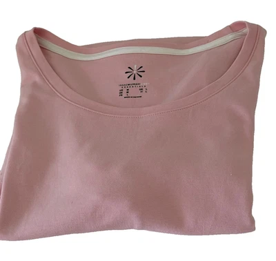 Isaac Mizrahi Live! Blusa de malha Essentials Pima algodão gola redonda rosa pálido M nova sem etiquetas - Imagem 1 de 4