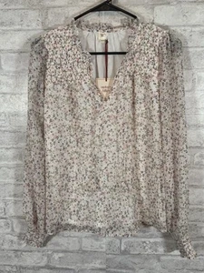 NWT Autres Filles Cream V-neck Long Sleeve Floral Blouse Size XS - Picture 1 of 7