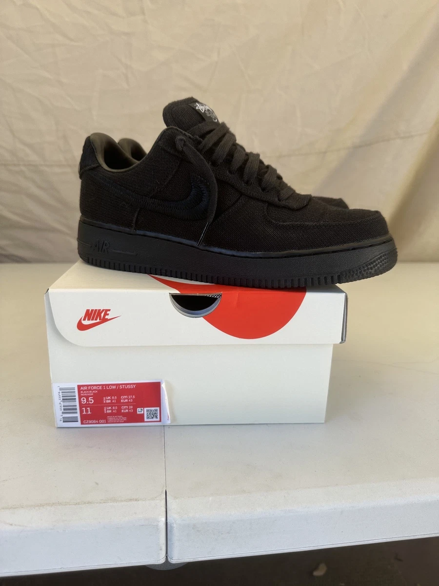 Stüssy × Nike Air Force 1 Low Black 27.5 Nike Air Force 1 Low Stussy Black for Sale | Authenticity