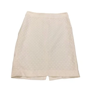 Ann Taylor Womens Cream Textured Mini Pencil Straight Preppy Skirt 2 Academia - Picture 1 of 7