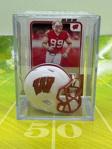Wisconsin Badgers football NCAA mini Helmet Shadowbox w/ J.J. Watt Card - Picture 1 of 1