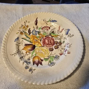 Garden Bouquet Luncheon Plate Johnson Brothers England Windsor Ware Aging Patina - Picture 1 of 6