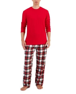 Club Room Men's Bright White Plaid Fleece Pajama Top & Pants Set Size L - Picture 1 of 1