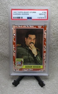 PSA 10 GEM MINT GRADED 1991 Topps Desert Storm SADDAM HUSSEIN Rookie Card POP 3! - Picture 1 of 7