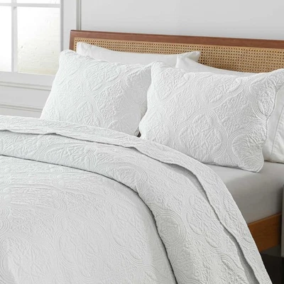 Белый California King лоскутное одеяло комплект - 100% хлопок тисненый мягкий теплый Cal King кровать... - Изображение 1 из 4