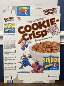 RALSTON ~ GOCCE DI CIOCCOLATO CROCCANTI PER BISCOTTI - 1995 ~ SCATOLA VUOTA PER CEREALI PIATTA - Foto 1 di 2