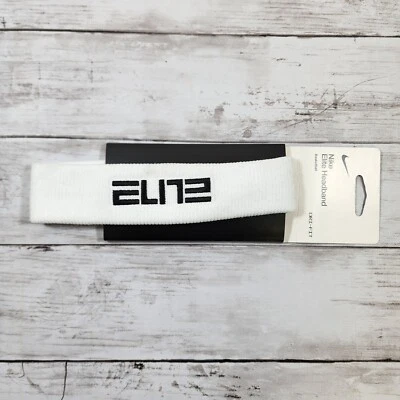 NIKE Elite Unisex Elite Headband Basketball Sports White Blk - New/Dirty - Image 1 of 4