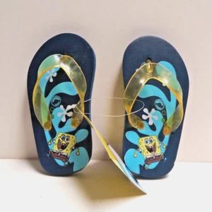 SPONGEBOB SQUAREPANTS Child Flip Flops Kids Thong Sandals Size 5-6 Blue NEW - Picture 1 of 3