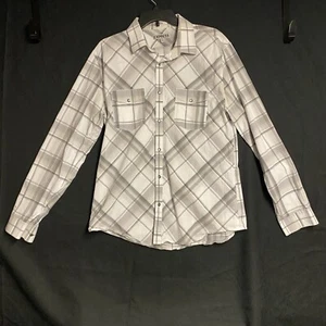 Express Herren Hemd Xl 16 Western Pearl Snap Langarm Grau Weiß - Bild 1 von 12