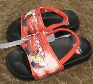 Toddler Boys Disney Pixar CARS Lightning McQueen Slides Sandals Size 7/8 NWT