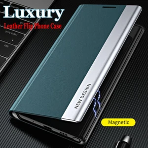 Luxury Phone Case For Samsung S25 S24 FE S23 FE S22 S21 Leather Flip Stand Cover - Picture 1 of 28