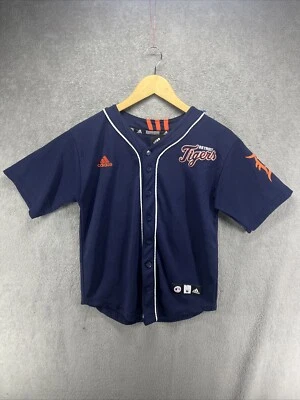 JERSEY USADO EN EXCELENTE ESTADO DE LOS TIGRES DETROIT PARA NIÑOS TALLA M JUSTIN VERLANDER Azul Marino Naranja 3 Rayas Foto 1 de 4