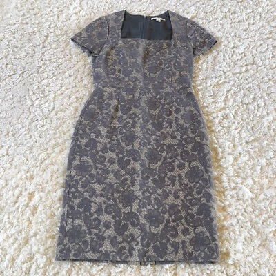 Banana Republic Womens 2 Floral Embroidered Lace Dress  Sheath Gray Lined MINT - Image 1 of 4
