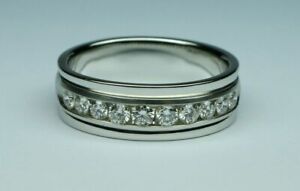 0.90Ct Round Cut Real Diamond Stylish Men's Wedding Band Ring 950 Platinum 9.5