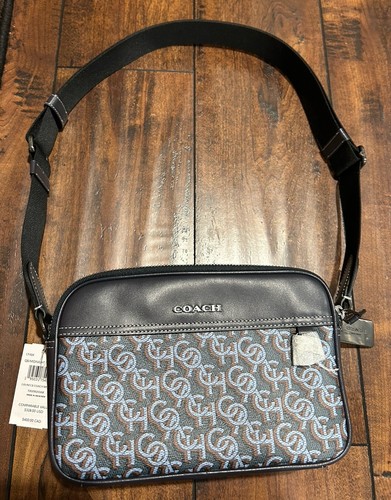 Coach CF484 Graham Midnight Crossbody Coach stampa monogramma tela pelle nuovo con etichette