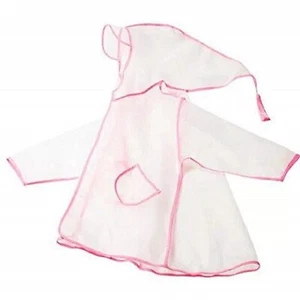 Kids Raincoat Durable Translucent Rain Poncho Portable Hooded Rain Cape Rainwear - Picture 1 of 8