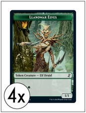 4x Llanowar Elves Token (for Llanowar Mentor) Time Spiral Remastered, MTG NM