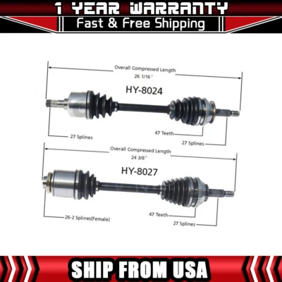 Eixo dianteiro TrakMotive 2 CV compatível com 1999-2001 Hyundai Sonata - Imagem 1 de 3